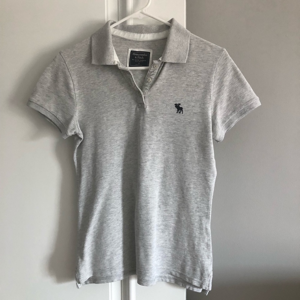 Abercrombie & Fitch Short-Sleeve Icon Polo Gray